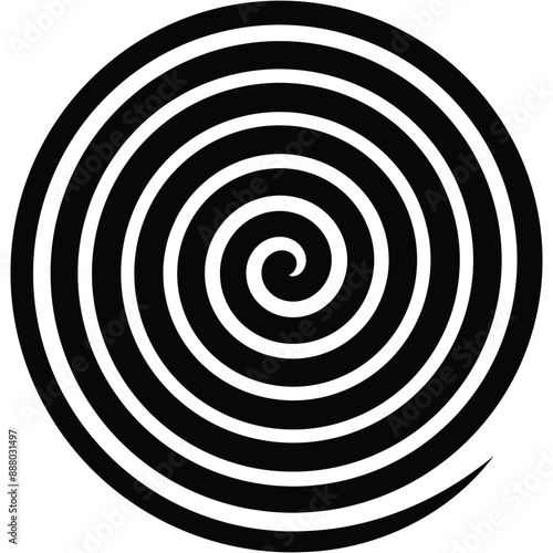 Hypnosis Spiral, concept for hypnosis, unconscious, chaos, extrasensory perception, psychic, stress, strain, optical illusion, headache, migraine. Black and white.