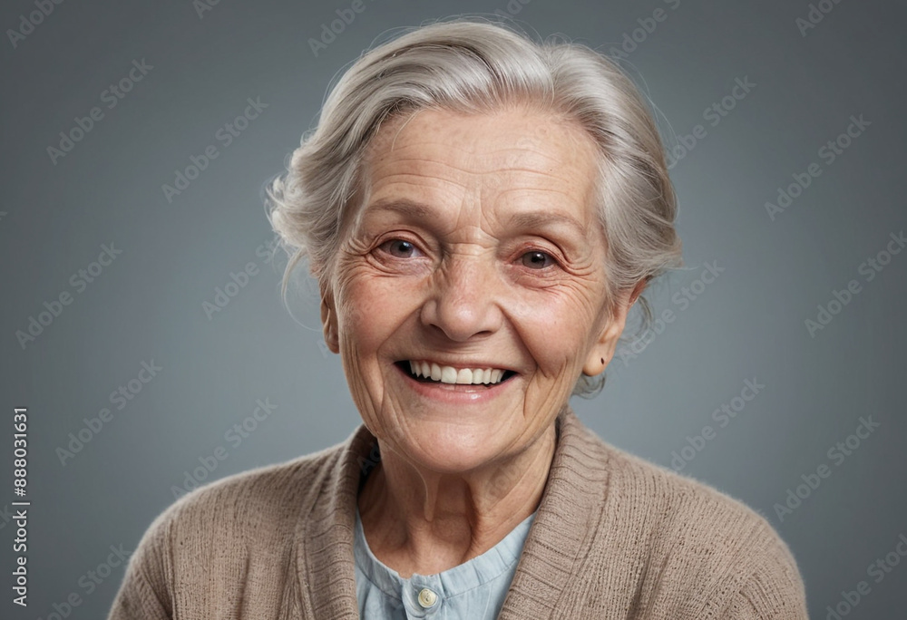 Portrait view of a regular happy smiling Denmark old woman, ultra realistic, candid, social media, avatar image, plain solid background Portrait view of a regular happy smiling Denmark old woman, ultra realistic, candid, social media, avatar image, plain solid background