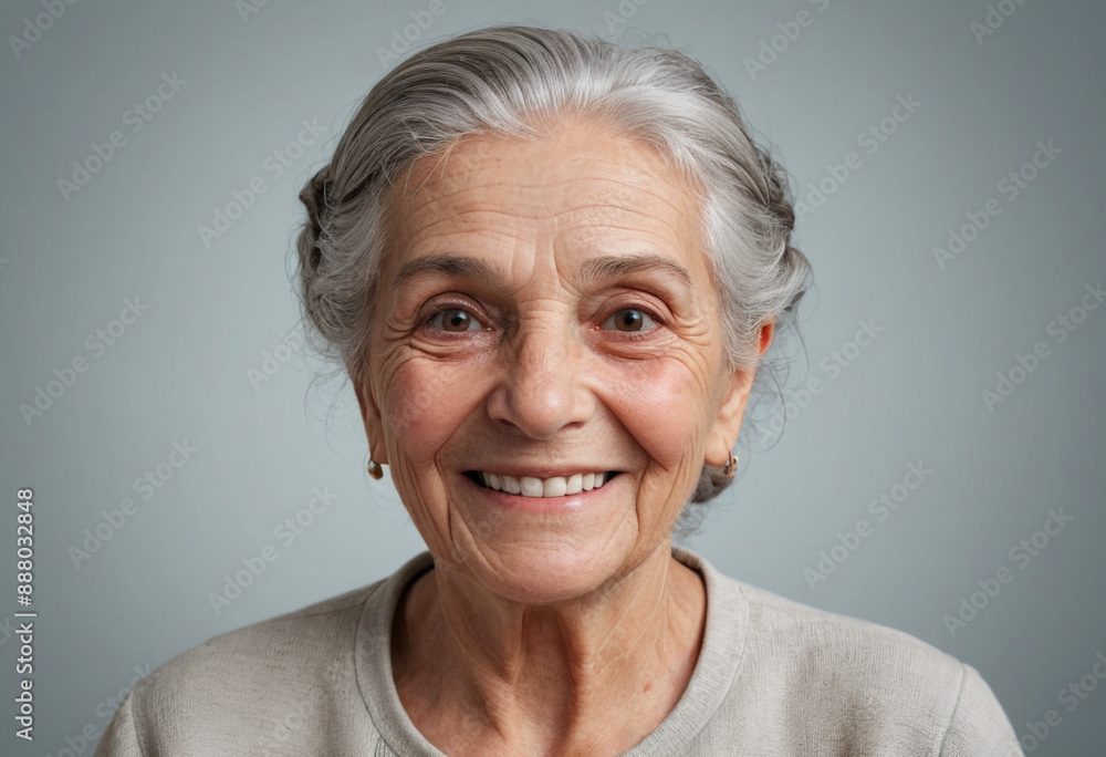 Portrait view of a regular happy smiling Portugal old woman, ultra realistic, candid, social media, avatar image, plain solid background Portrait view of a regular happy smiling Portugal old woman, ultra realistic, candid, social media, avatar image, plain solid background