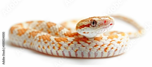 A white background highlights the unique features of the Albino Pacific Gopher Snake or Coast Gopher Snake scientifically known as Pituophis catenifer annectans applegate with copy space image photo