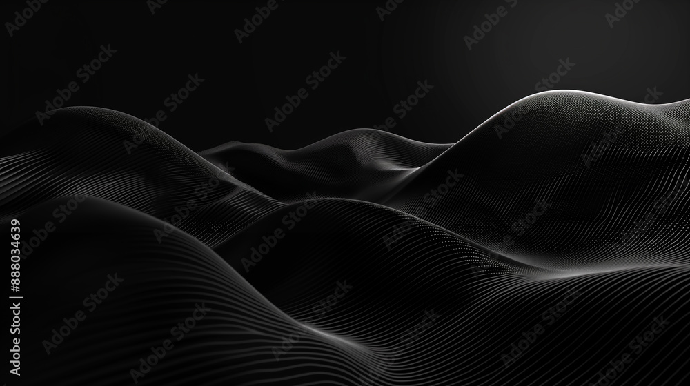 Obraz premium Abstract black background poster with dynamic waves. technology network background or wallpaper