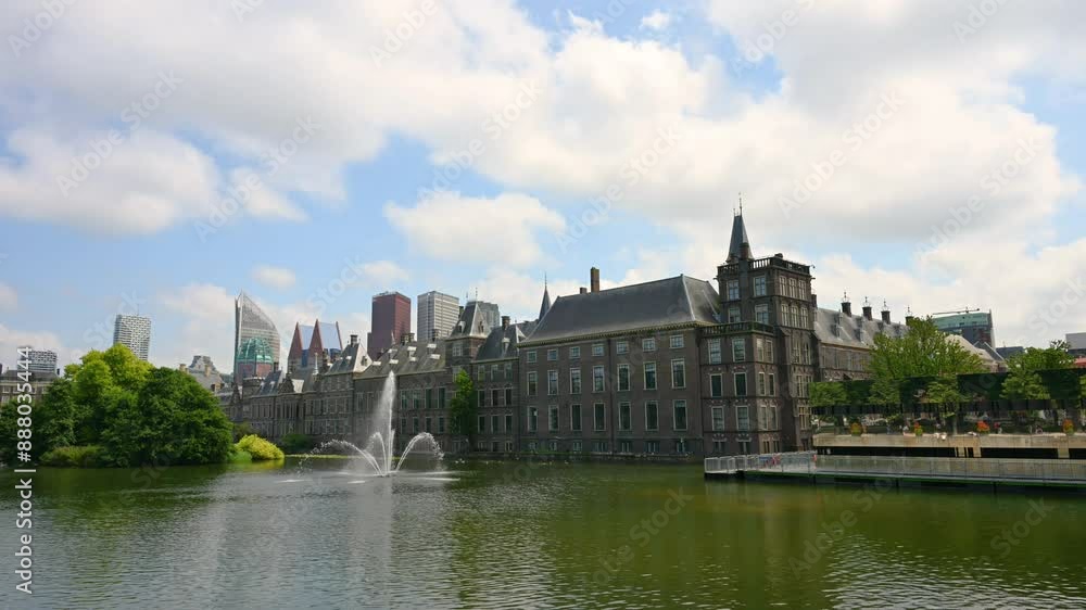 Timelapse of the Dutch parliament building in The Hague city, Netherlands Timelapse of the Dutch parliament building in The Hague city, Netherlands