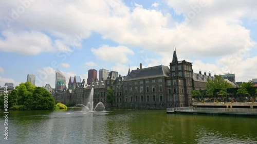 Timelapse of the Dutch parliament building in The Hague city, Netherlands