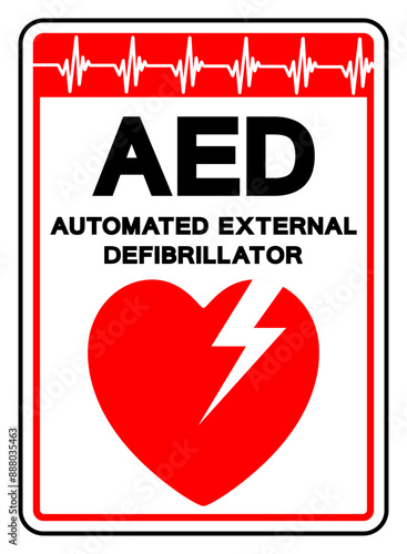AED Automated External Defibrillator Symbol Sign, Vector Illustration, Isolate On White Background Label .EPS10
