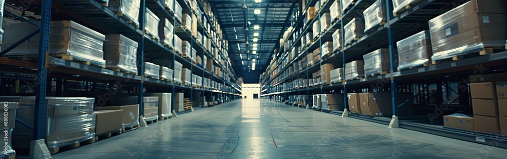 Endless Rows in a Vast Industrial Warehouse Endless Rows in a Vast Industrial Warehouse