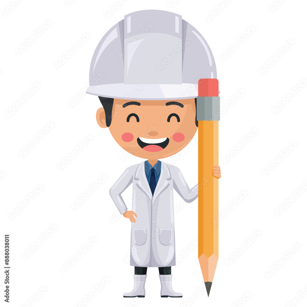 Quality control supervisor carrying a pencil symbolizing the importance of design, planning and documentation in the food industry. Food industry engineer. Safety in food production and processing Quality control supervisor carrying a pencil symbolizing the importance of design, planning and documentation in the food industry. Food industry engineer. Safety in food production and processing