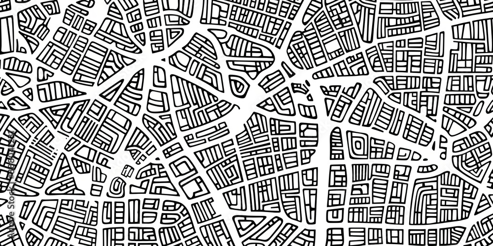 Abstract Urban Street Map in Black and White Abstract Urban Street Map in Black and White
