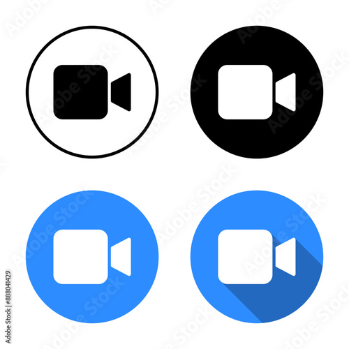 Video call flat icon on circle background