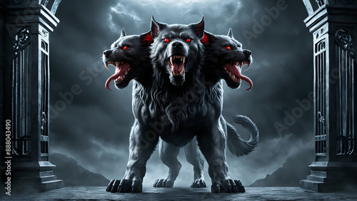 Cerberus, the three head infernal dog of the entrance to the hell in Greek mythology. 