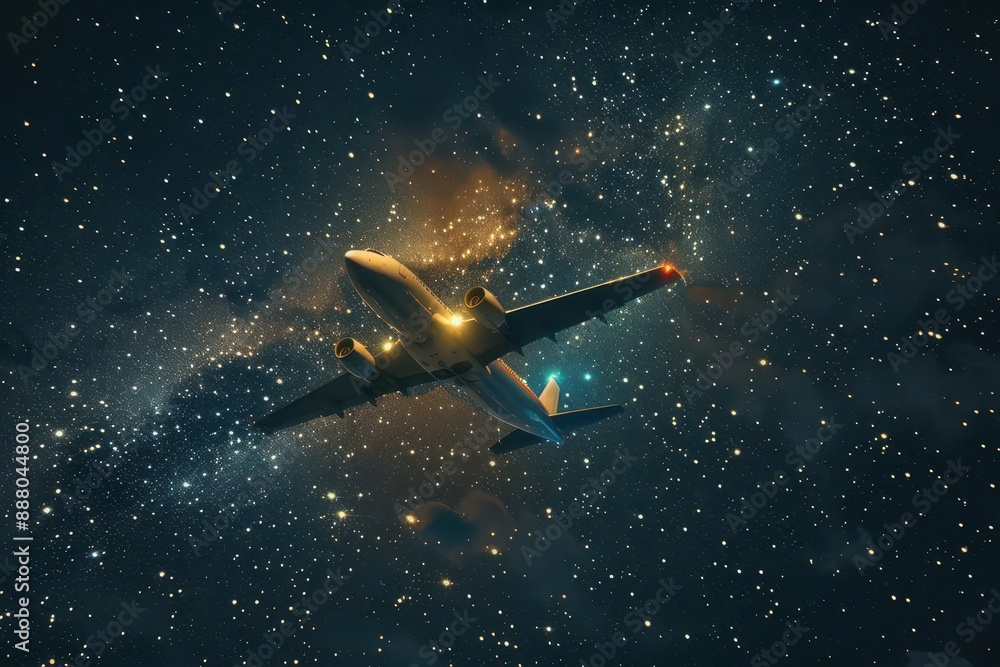stunning night flight of an airplane soaring through starry skies inspiring a sense of adventure and wanderlust aigenerated artwork stunning night flight of an airplane soaring through starry skies inspiring a sense of adventure and wanderlust aigenerated artwork