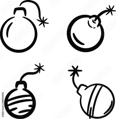 Hand-drawn bomb icon package