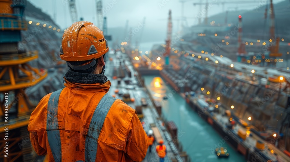 Amidst the bustling construction site, the engineer checks the quality of materials used, maintaining high standards for the bridge project. Amidst the bustling construction site, the engineer checks the quality of materials used, maintaining high standards for the bridge project.