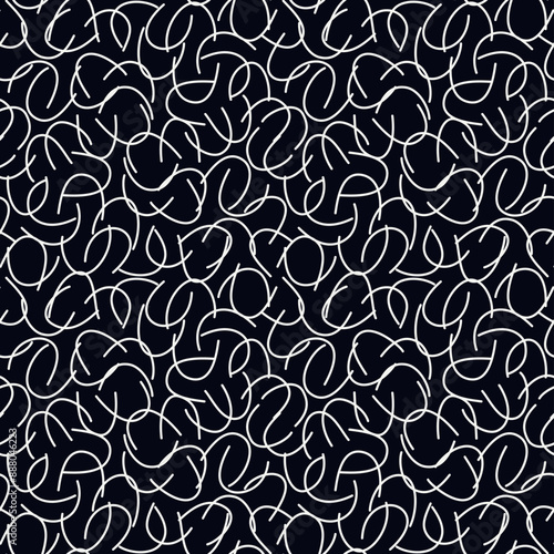 Sketched linear seamless pattern. Organic, natural abstract wallpaper. Minimalist design background. Freehand irregular curve lines motif print. Modern simple minimal ornament.