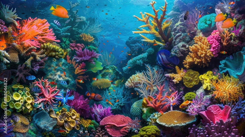 Marine life diversity in a vibrant coral reef setting Marine life diversity in a vibrant coral reef setting