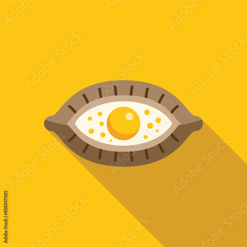 Traditional georgian dish with cheese and egg served in a boat shaped bread