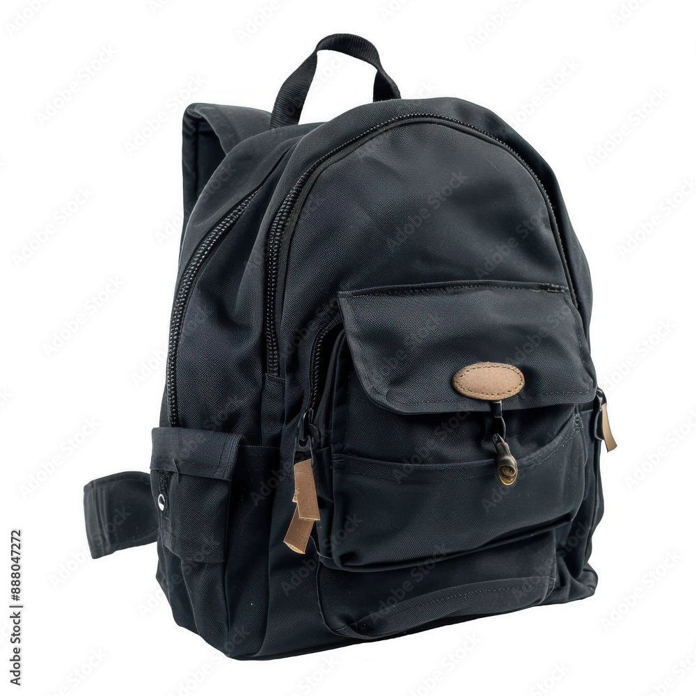 Fototapeta premium Black Backpack with Front Pocket