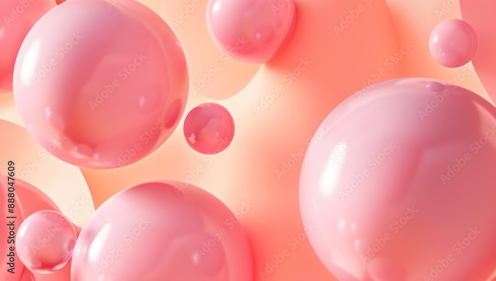 Abstract Pink Spheres on a Peach Background Abstract Pink Spheres on a Peach Background