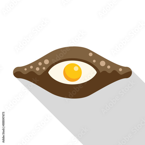 Adjarian khachapuri, a traditional georgian dish of cheese filled bread with an egg, is ready to be enjoyed
