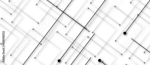Technology abstract white digital background of connected dot with black stock lines. science technology futuristic concept background. Plexus of line and dot and connected particle vector