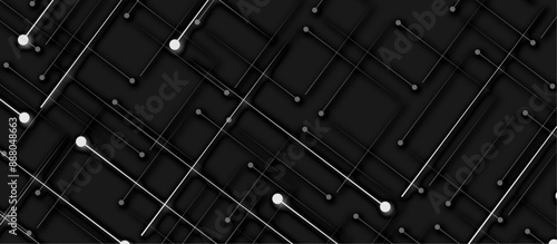 Technology abstract black digital background of connected dot with white stock lines. science technology futuristic concept background. Plexus of line and dot and connected particle vector