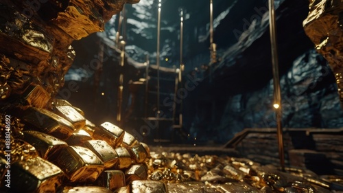 Abstract gold mine for gaming background 