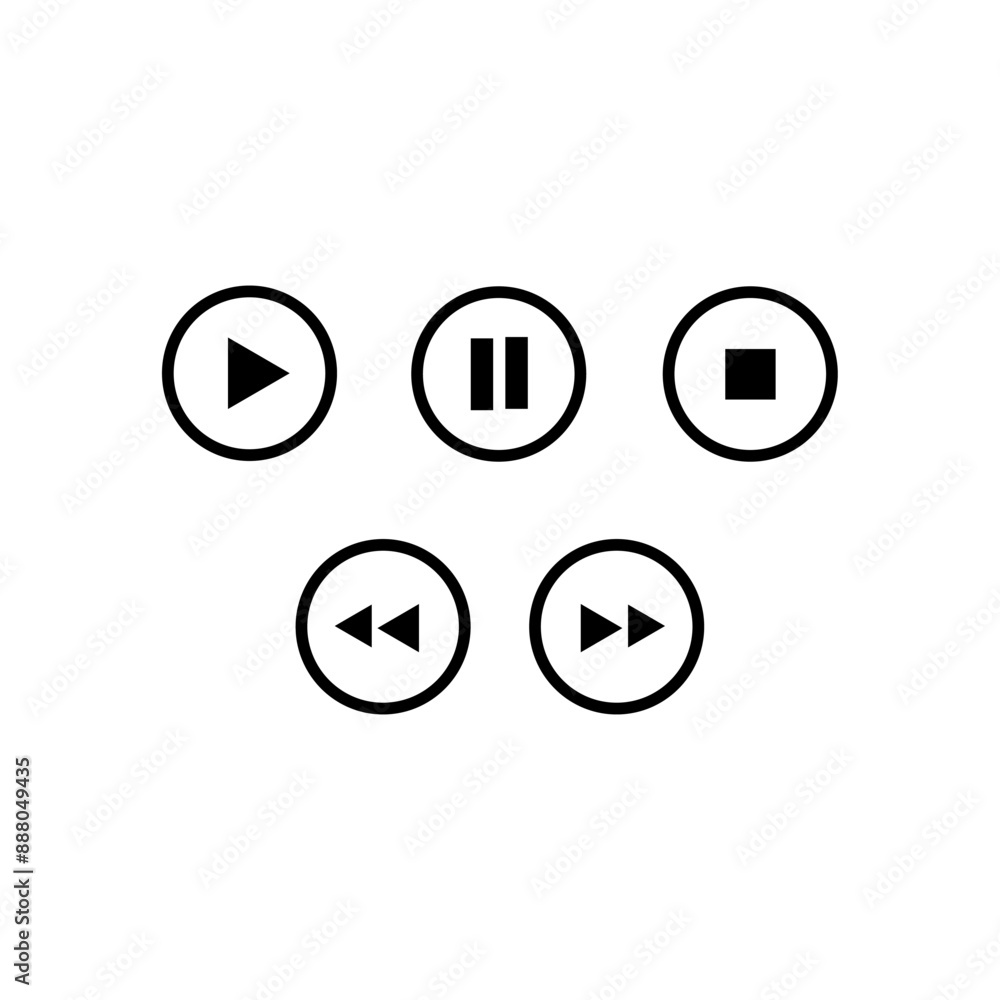 media buttons set icon simple design media buttons set icon simple design