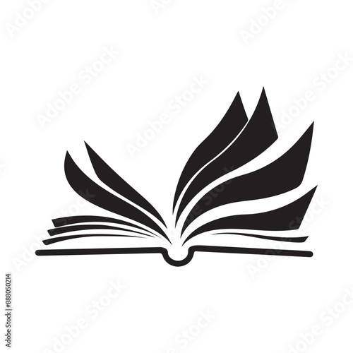 Open book icon. Creative black open book logo design Vector