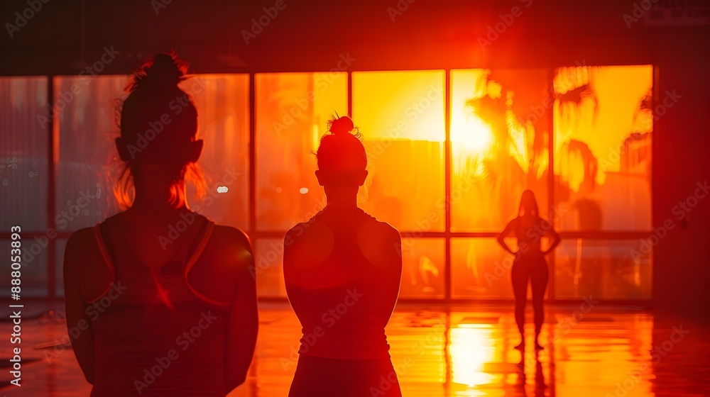 Energetic Silhouettes Inspiring Fitness and Friendship at the Vibrant Gym Energetic Silhouettes Inspiring Fitness and Friendship at the Vibrant Gym