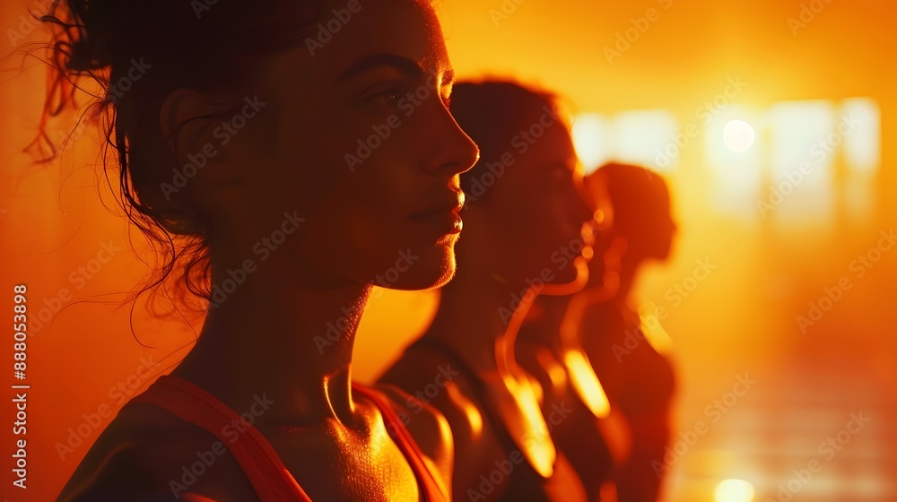 Empowered Silhouettes Bonding in a Vibrant Gym Sunset Empowered Silhouettes Bonding in a Vibrant Gym Sunset
