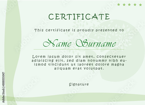 Eco-Friendly Green Harmony Recognition Certificate Template