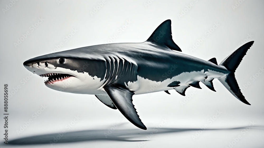 Fototapeta premium single shark animal isolated in pure white background