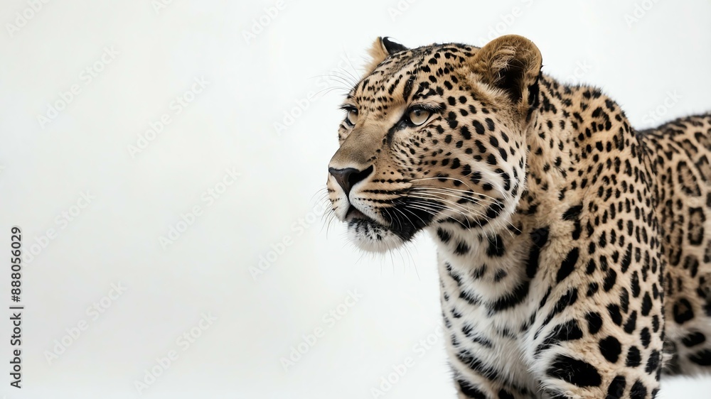 Obraz premium single leopard animal isolated in pure white backgroun background