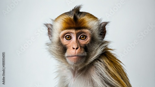 single monkey animal isolated in pure white background