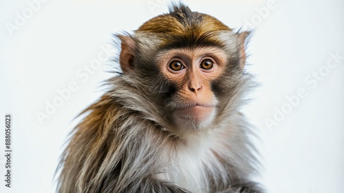 single monkey animal isolated in pure white background