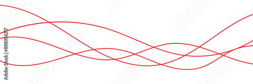 Thin line wavy background. Abstract black lines wave curve motion on white background vector. Red abstract wave thin curved lines graphic for design, coloring abstract thin wave.
