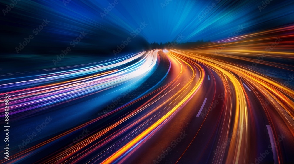 Abstract Night Lights on Highway. Abstract Night Lights on Highway.