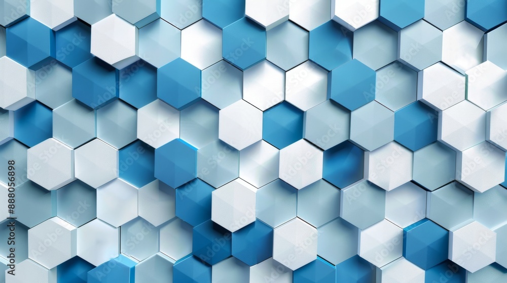 Abstract Hexagon Pattern in Blue and White. Abstract Hexagon Pattern in Blue and White.