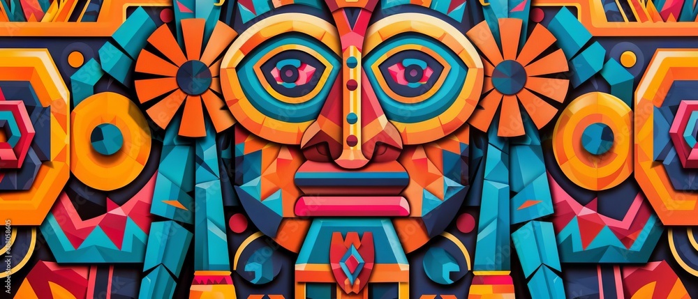 Obraz premium Intricate artwork with geometric designs and vibrant colors