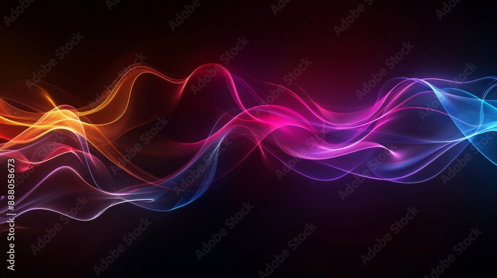 Abstract Wavy Lines with Neon Lights. Abstract Wavy Lines with Neon Lights.