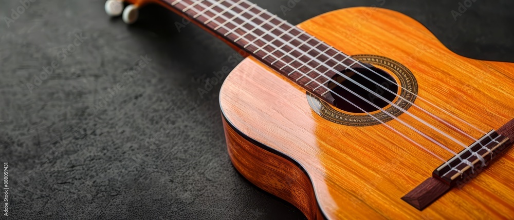 Obraz premium Vibrant Puerto Rican cuatro guitar with beautiful wood grain