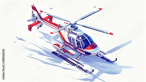 Isometric Aerosani Snowmobile for Communication and Emergency Aid - Illustration photo