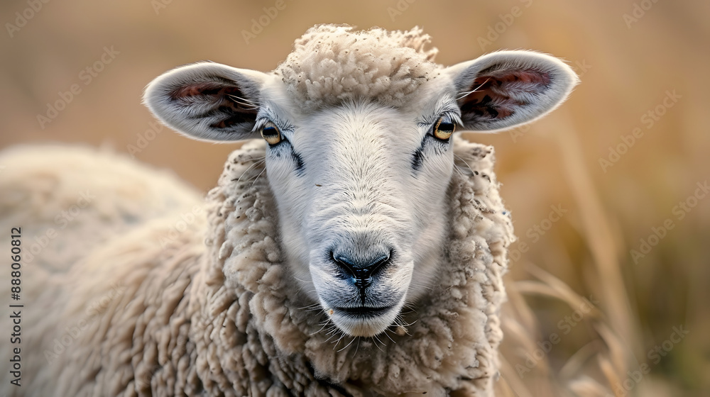 Obraz premium Sheep close up with empty space