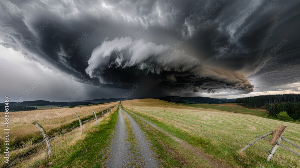 Imposing Storm Clouds Captivating image of a massive storm front sweeping over a rural landscape in south Germany showcasing the dramatic power and beauty of nature's fury Brainstorming Magazine Imposing Storm Clouds Captivating image of a massive storm front sweeping over a rural landscape in south Germany showcasing the dramatic power and beauty of nature's fury Brainstorming Magazine