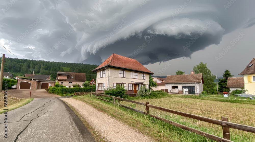 Imposing Storm Clouds Captivating image of a massive storm front sweeping over a rural landscape in south Germany showcasing the dramatic power and beauty of nature's fury Brainstorming Magazine Imposing Storm Clouds Captivating image of a massive storm front sweeping over a rural landscape in south Germany showcasing the dramatic power and beauty of nature's fury Brainstorming Magazine