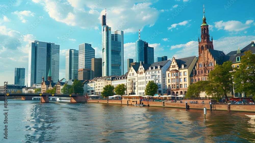 Obraz premium Harmonious Blend of Historic and Modern Cityscapes,Architectural Beauty and Urban Charm