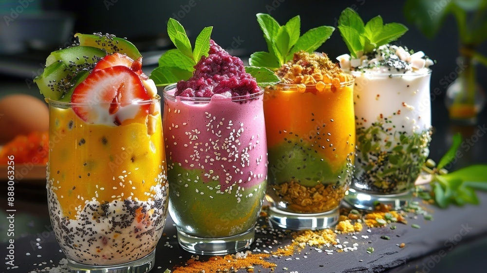 Fruit smoothie combos, delicious and healthy blends.  