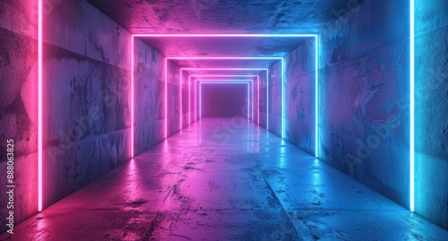 Neon Lights in a Concrete Tunnel