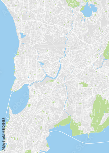 City map Mumbai, color detailed plan, vector illustration