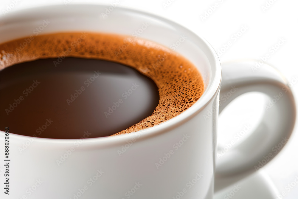 Fototapeta premium Close-up View of a Freshly Brewed Cup of Coffee with Foam