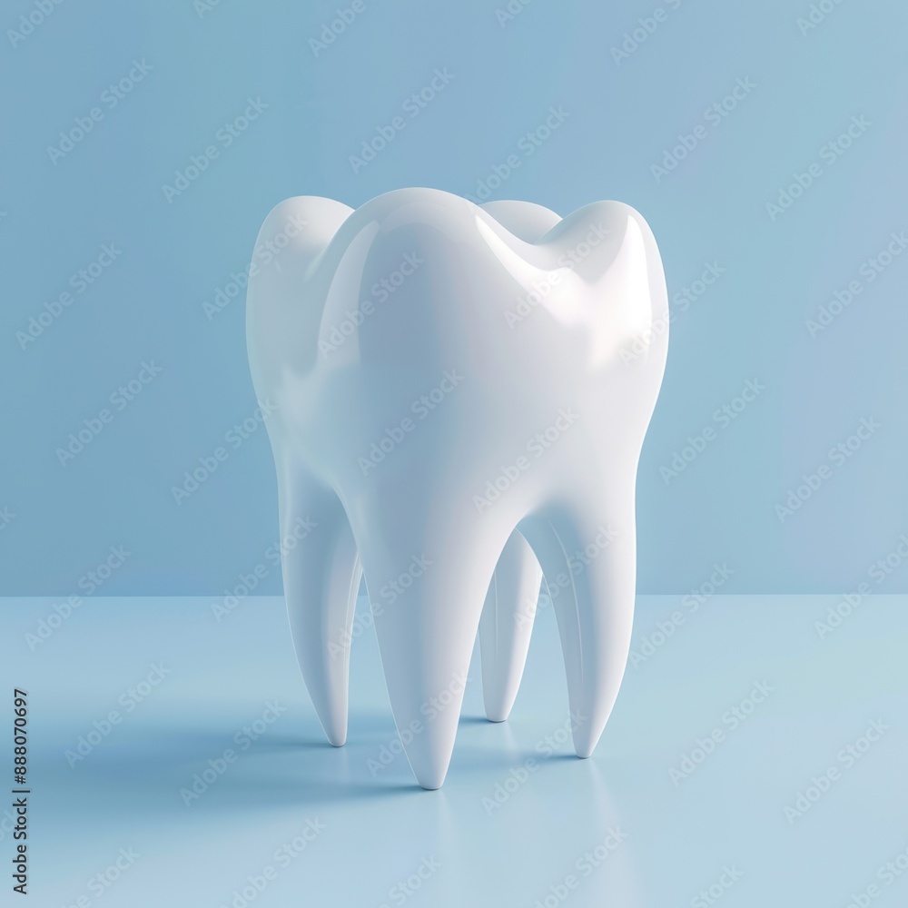 Shiny White Tooth on Blue Background Shiny White Tooth on Blue Background